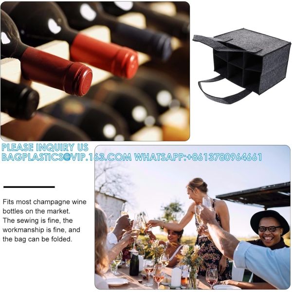 Bottle Bag, Wine Carrier Tote Holders With Separate Partition, Portable Wine Bottle Gift Bags With Handle