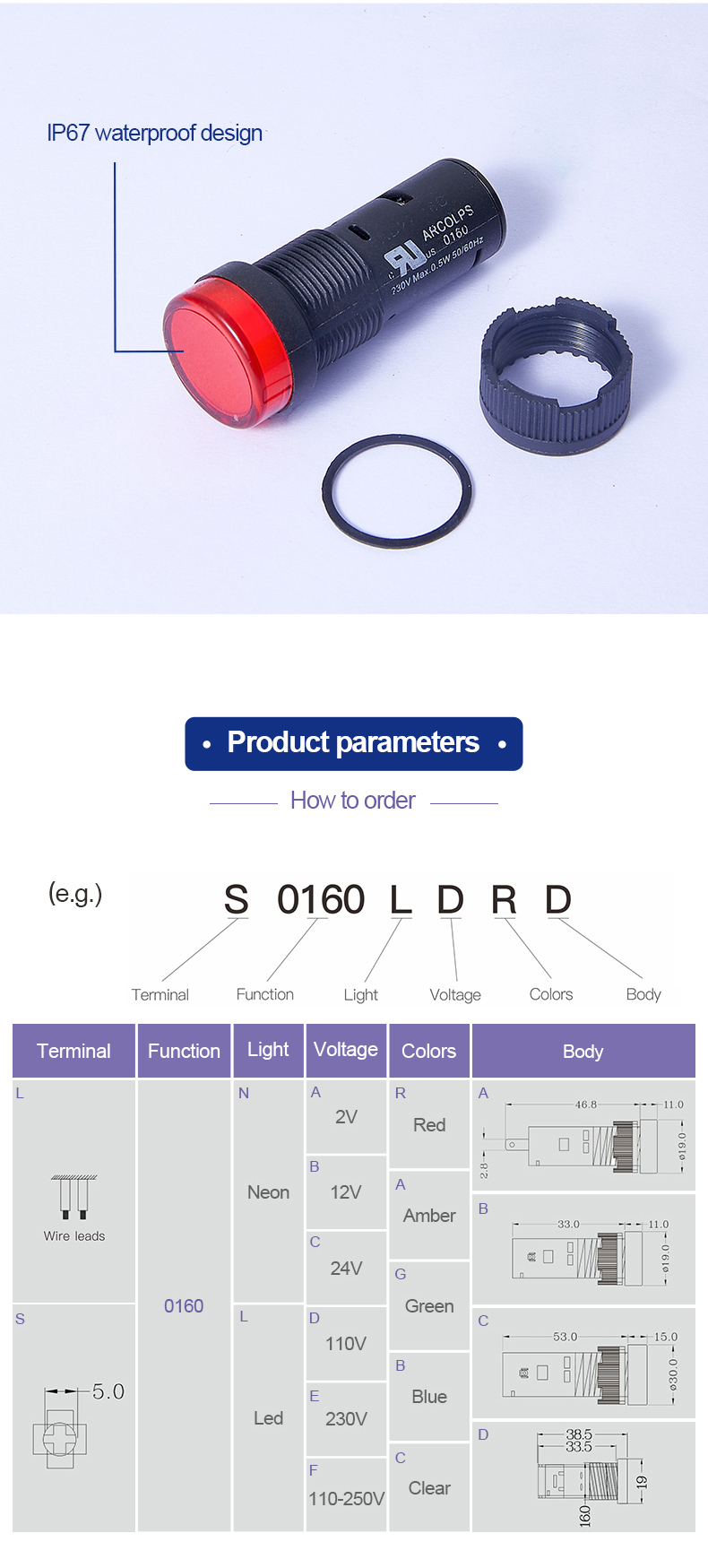 Universal Voltage Compatibility 2V to 380V LED Pilot Lamp Supporting AC/DC Power Systems