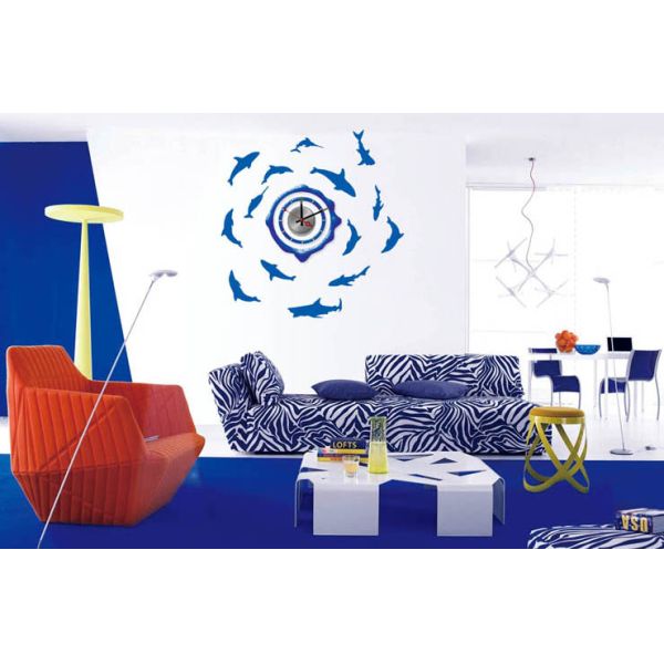 Fish Decoration Vinyl Designer Wall Sticker Clocks 10A001