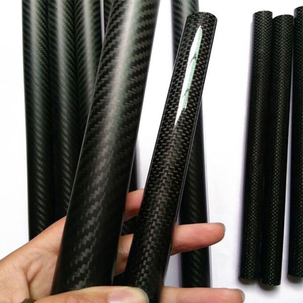 Roll Wrapped 30mm Glossy Finish 3K Carbon Fibre Pipe
