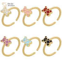 Émail coloré mignon Teddy Bear Dripping Oil Rings pour des filles de femmes