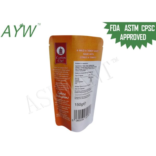 150g Food Plastic Bags Plastic Laminated , Gravure Printing Plastic Bags For Food Packaging