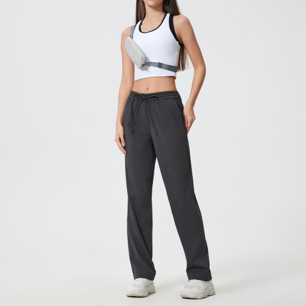 High Stretch Women's Drawstring Waist Pants Loose Fit Breathable for Lounge Outdoor