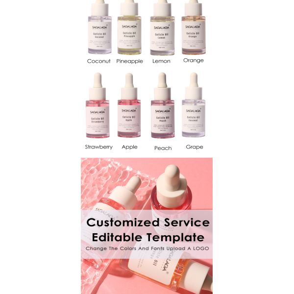 Aceite Fortalecedor SAGALAGA para el Cuidado de las Uñas con Fórmula Saludable, Nutre e Hidrata las Cutículas, para Uñas Hidratadas, Logotipo Personalizado