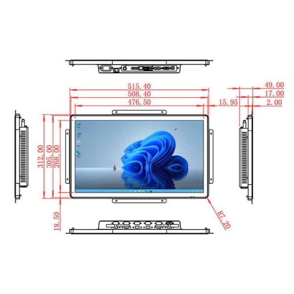 21.5-Inch Windows Digital Unit for Corporate Dashboards, Medical Equipment Interfaces, Logistics Control Systems, and Retail Advertising