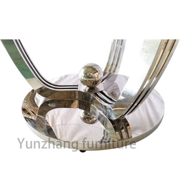 Tempered Glass Top Round Dining Table With 201 Stainless Steel Silver Base