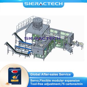 Delta Robot Macaroni Packaging Line For High Speed Food Cartoning Automated Secondary Packaging