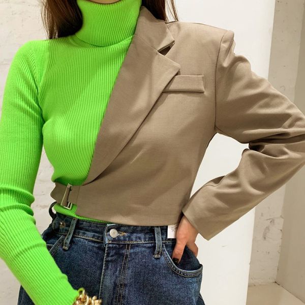 Одн-плеча куртки костюма логотипа изготовителя фабрики OEM женщины изготовленного на заказ твердого одиночные Длинн-Sleeved представляют пальто