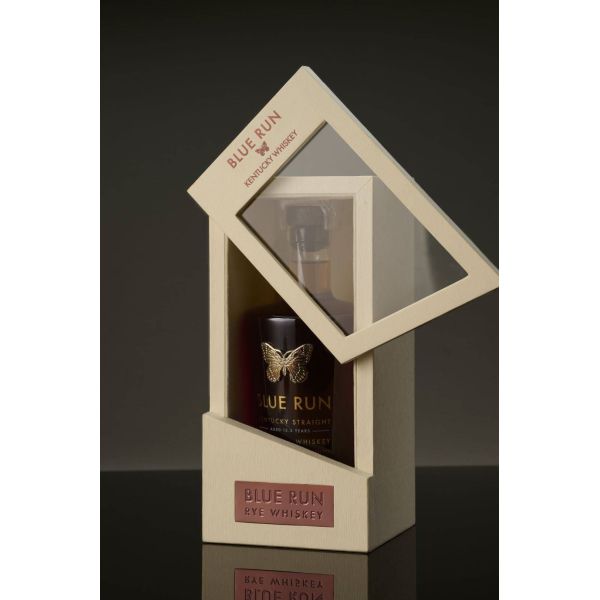 BLUE RUN 02044 Emballage de luxe pour whisky : carton, bois, métal, coffret pour bouteille de vin avec fenêtre et aimant