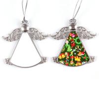 Photo personnalisée Décorations de Noël Sublimation Blank Zinc Alloy Décorations de Noël Ange aile