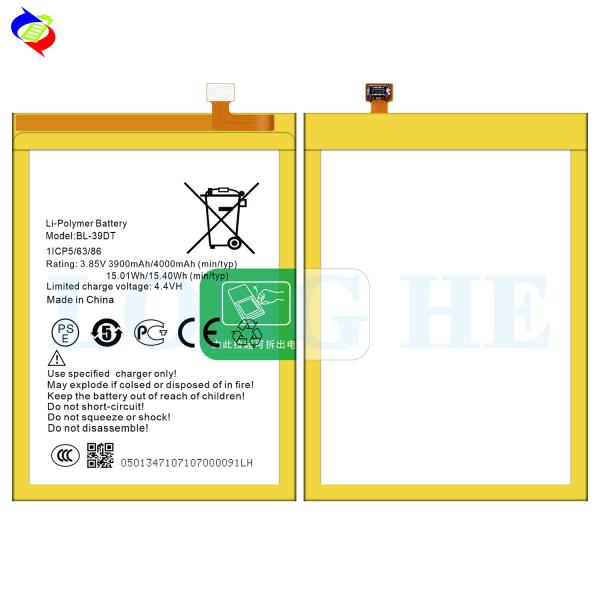 BL-39DT Bateria original de polímero de iões de lítio 3900mAh 4.35V para Tecno L9 Telefone Móvel A