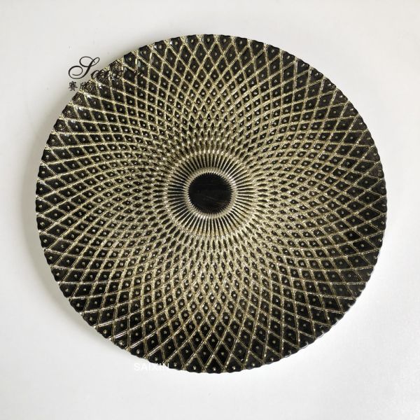 Роскошные черные пластинки для зарядки свадебная посуда ромбоидное стекло 32 см