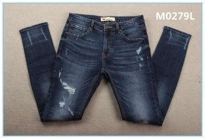 Tela profunda de 373 calças de ganga da tela da G/M 11 onça Azul Cotton Stretch Slub Denim