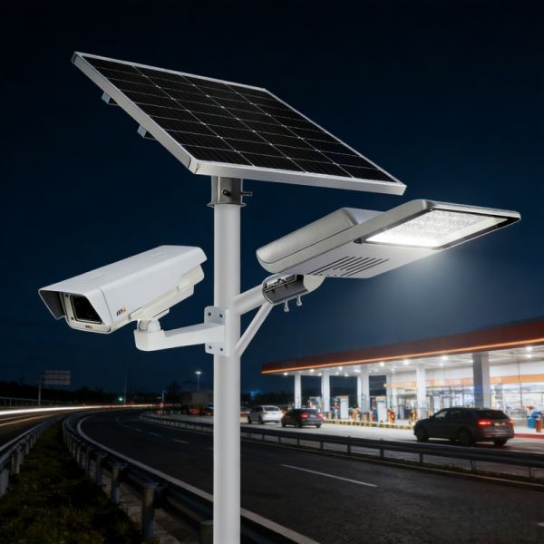 High Bright Solar Street Light, LED Outdoor Lighting with 3000K-6500K Dimmable & Solar Panel Charging