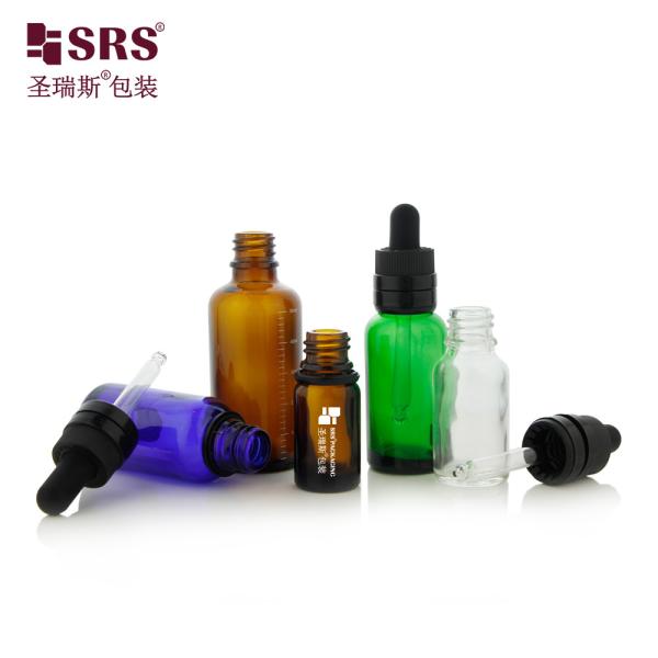 D008 Bouteille en verre vert brun semi-transparent en forme de moisissure de luxe CRC Cap de gouttelette inaltérable facile à utiliser pour l'essence capillaire