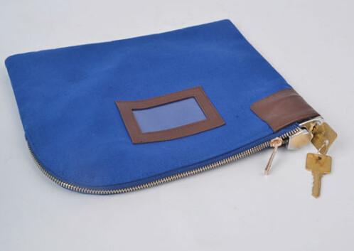 ODM OEM toile 11X6 pouces sac de dépôt bancaire fermeture à glissière avec 2 touches toile verrouillage fermeture à glissière sac de dépôt bancaire avec poche en PVC avec 2 touches sac fermeture à glissière