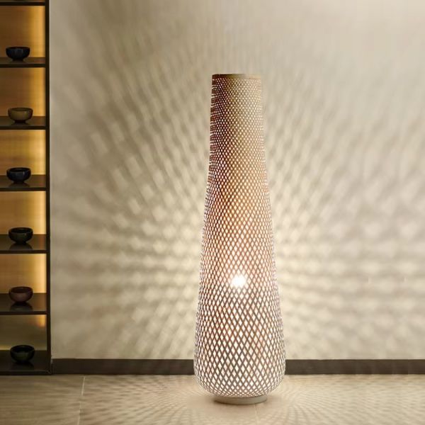 Bedroom Bedside Lamp Tea Room Japanese E27 Weave Bamboo Floor Lamp(WH-MFL-216)