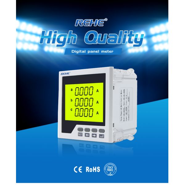 Slim type amp,volt,hz 96*96mm Three Phase LCD Multi-function digital panel Power Multimeters