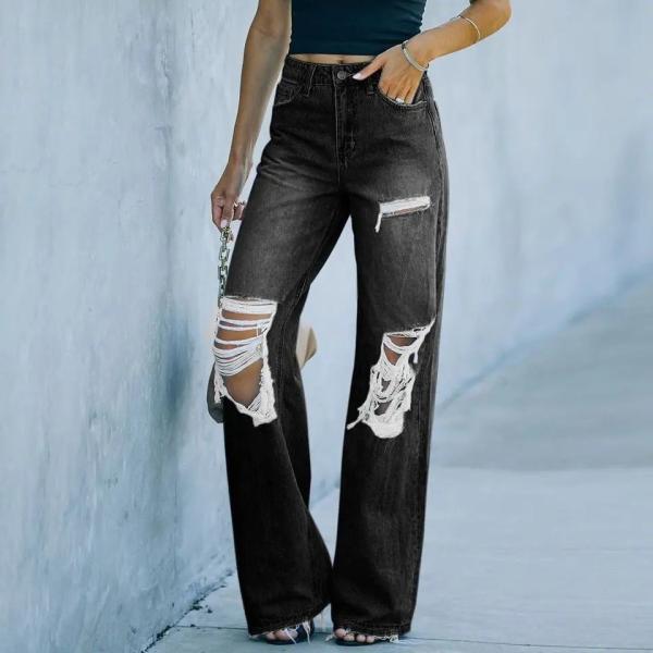                  Sexy Jeans with High Quality Classic Denim Damaged New Arrival Trousers for Women             
