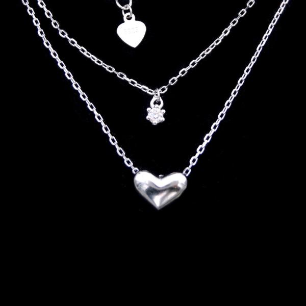 Minimalist Style Heart Shaped Necklace / 925 Silver Jewellery Pearl Chain Necklace