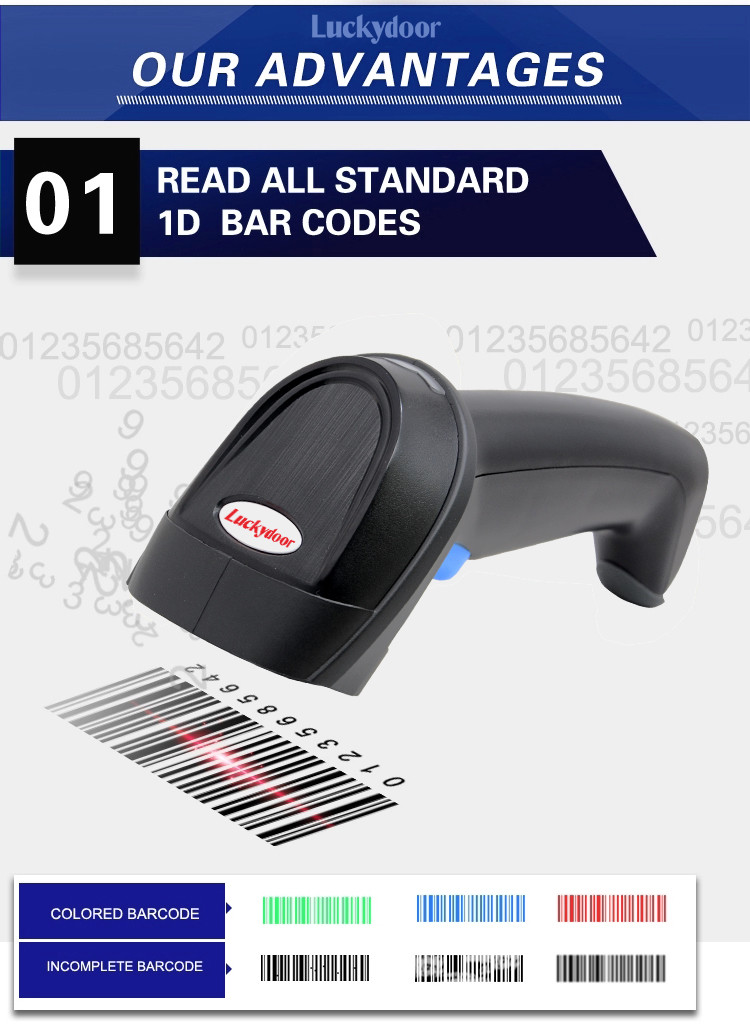 Handheld связанный проволокой читатель кода штриховой маркировки USB RS232 1D проверки супермаркета блока развертки штрихкода POS