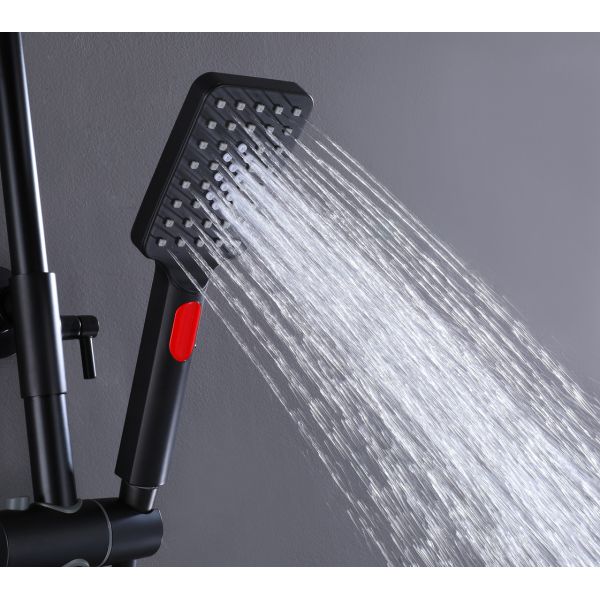 Wall Mounted Bathroom Brass Brushed Shower Column Faucet Set with Ceramic Valve Core