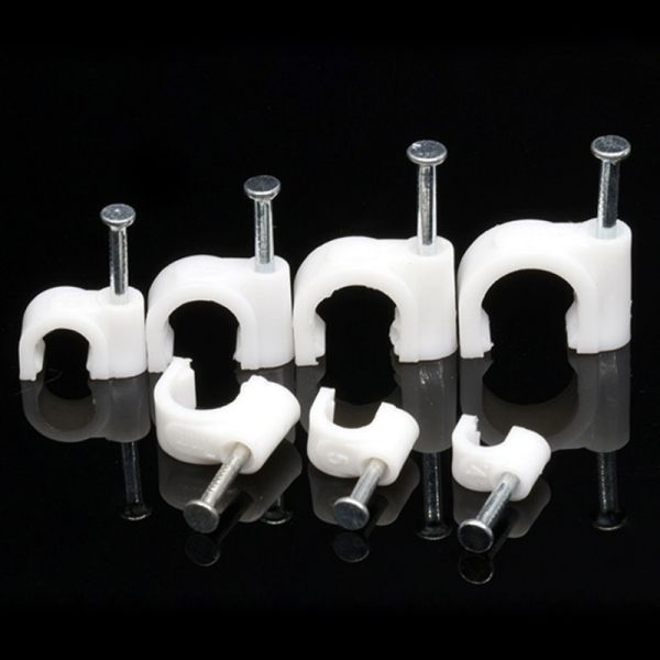 Good Quality Factory 12MM Round Cable Clips Flat Nail Clip Cable Plastic Clips