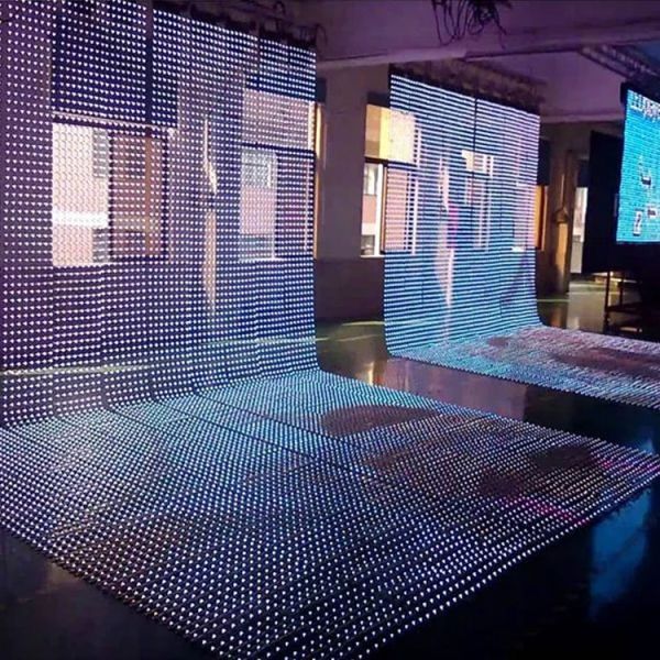 Тонкий дисплей приведенный СИД P10 занавеса складной на открытом воздухе прозрачный