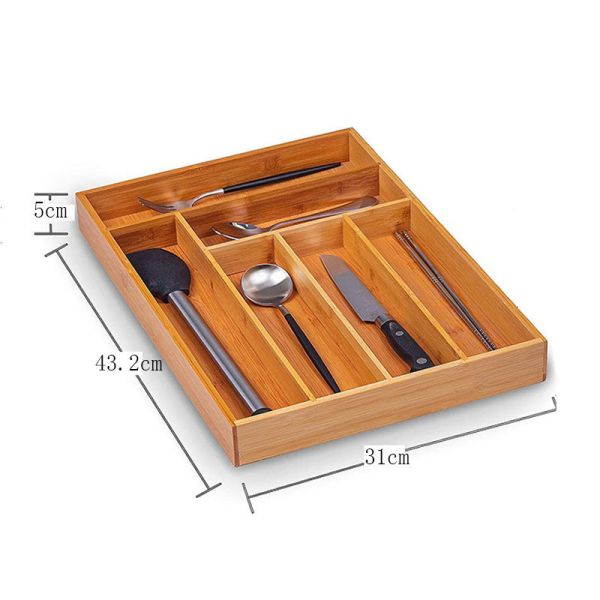 Рассекатель организатора ящика утвари кухни регулируемого подноса хранения столового прибора бамбуковый