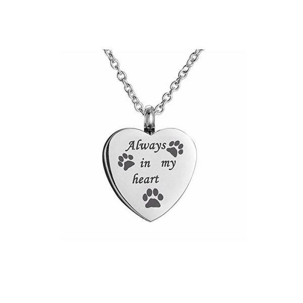 Always in My Heart Footprint Stainless Steel Heart Pendant for Women's Remembrance