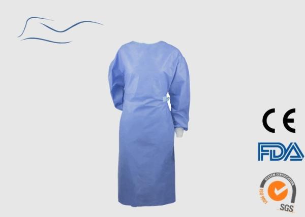 Medical Disposable Surgical Gown With Knitted Cuffs Bule Color CE certificate