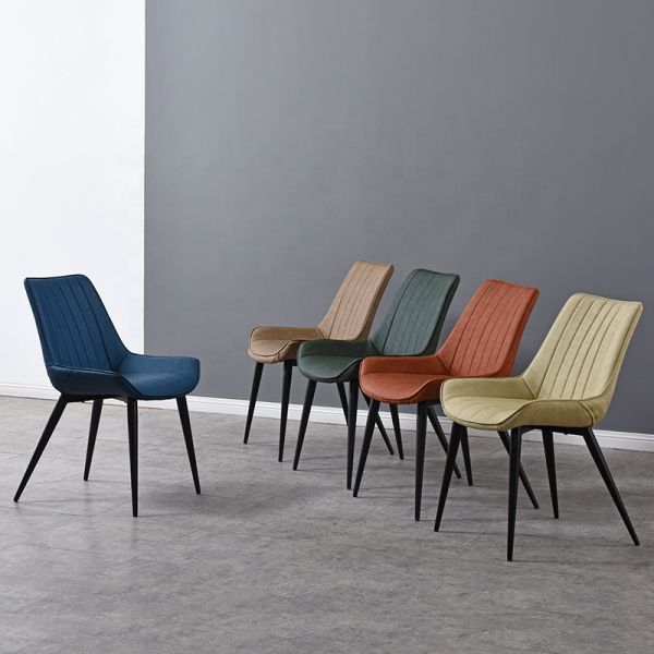 Luxury Fabric Dining Room Chairs Wood Imitated Eco - Friendly Solid Back