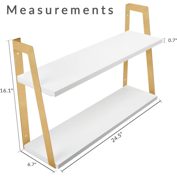 Home Furniture 2-Tier Modern Rustic Floating Wall Shelves with Wall Mounting Design