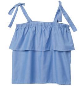 Plain Woven Polyester 80% Cotton 20%  Blue Ladies Halter Top