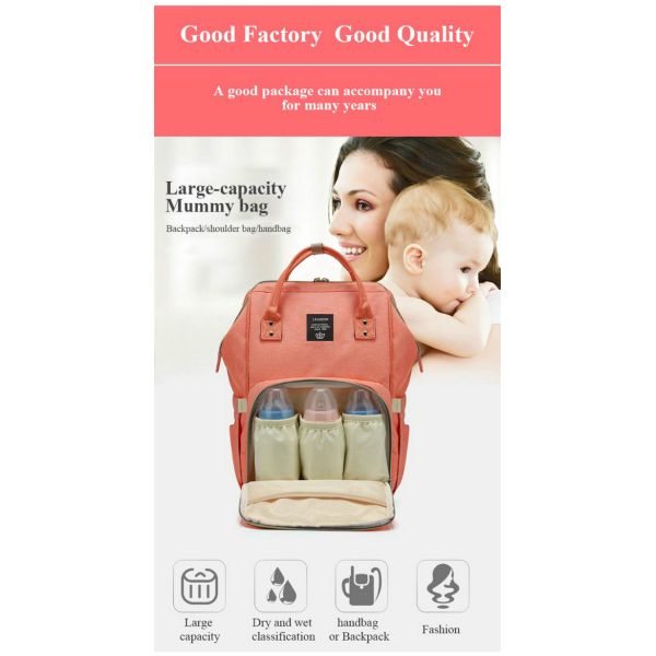 Oxford Fabric Mummy Nappy Diaper Bag With Independent Bottle Compartments
