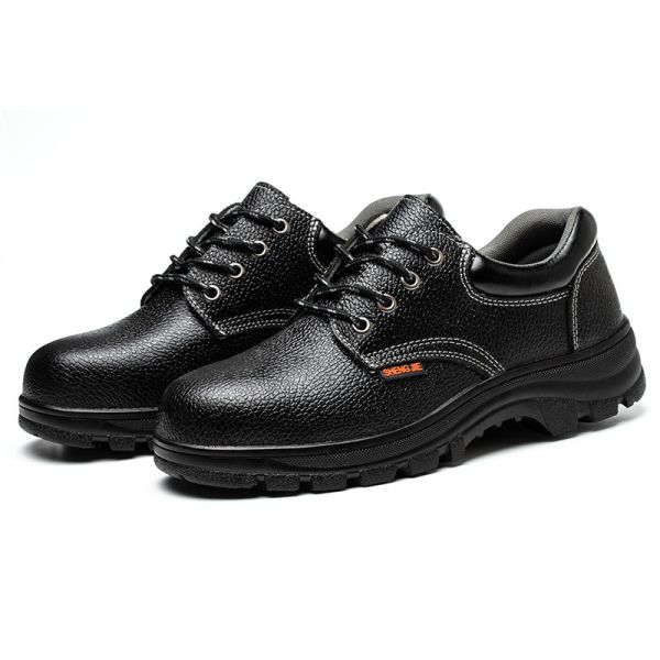 Shengjie Черная средняя верхняя рабочая обувь Стальная ножка Стальная пластина Рельефная кожаная обувь безопасности