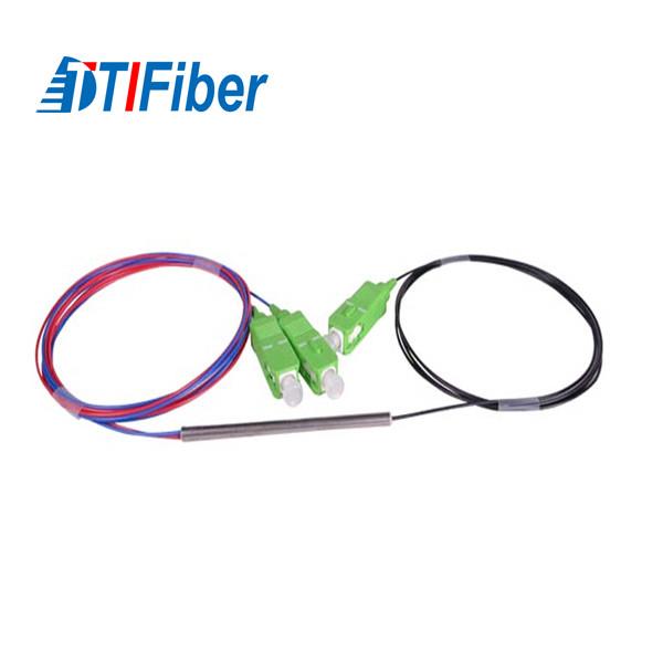 Tipo de aço divisor 1/8 do tubo da fibra ótica 1/4 de 1/2 0.9mm com o conector de SC/UPC APC