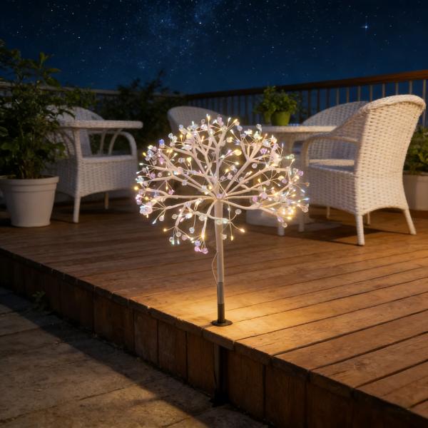 Jeweled Star-Shaped Garden Stake, 18in, ETL Certified, 3V 1A Outdoor Adapter, Colorful Light, Eco-Friendly & Energy-Saving, Indoor & Outdoor Use for Street/Commercial/Party Decor, MOQ 500 Pcs