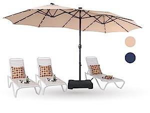 Patio Umbrellas, Outdoor Market Large Umbrella wirh Base, Rectangle Long Double-Sided Umbrella Yard Lawn Garden