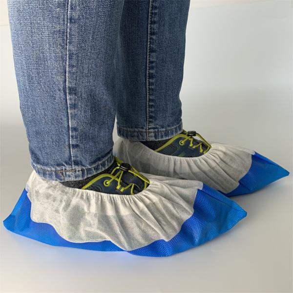 Non Woven PP PE Shoe Cover Plastic Blue Cleanroom Disposable Anti Slip Shoe Cover