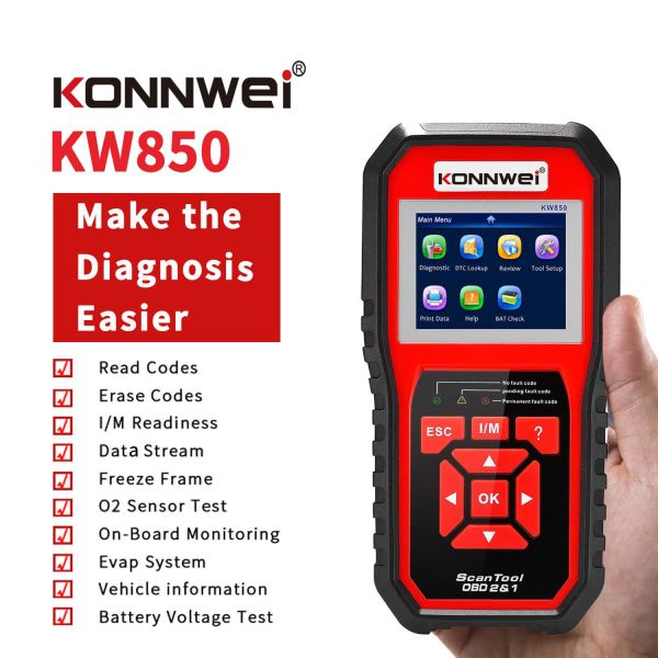 инструмент Konnwei KW901 диагностической развертки Elm327 16pin Obd2 Bluetooth 3,0 автоматический