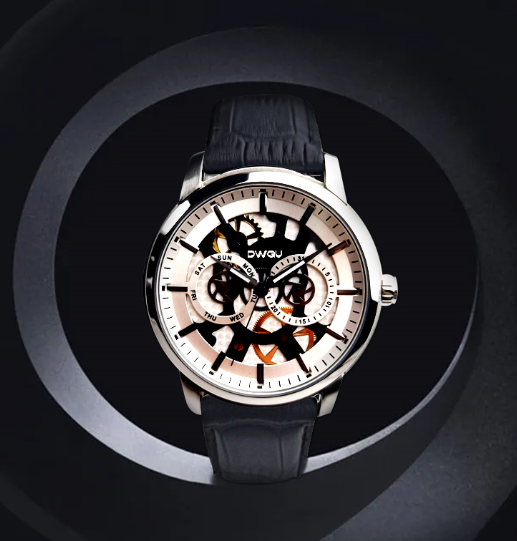 Дозор круглого дозора классических людей неподдельный кожаный водоустойчивый автоматический