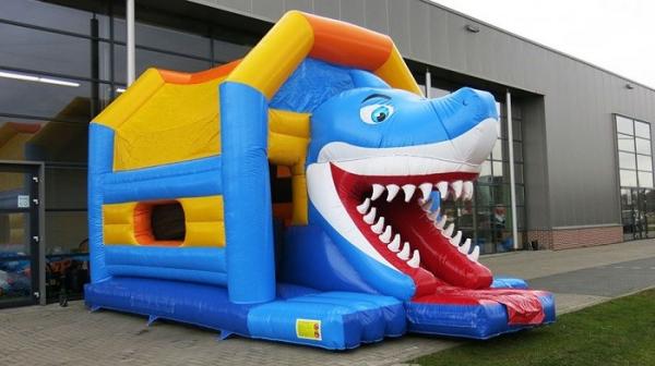 Gorila de salto combinada inflable azul del tiburón de Aframe para divertido