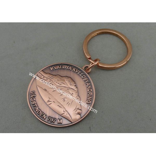 Brass Die Stamped 3D Keychain , Promotional Antique Copper Keyring