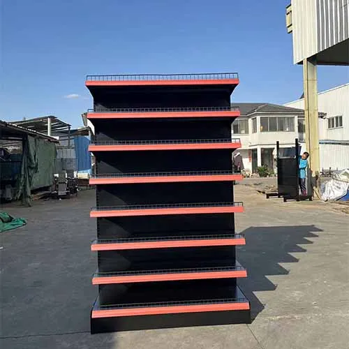 Fabrique Taille personnalisée Couleur Q235 acier noir 90cm étagères métalliques pour supermarchés étagères de magasins de mode