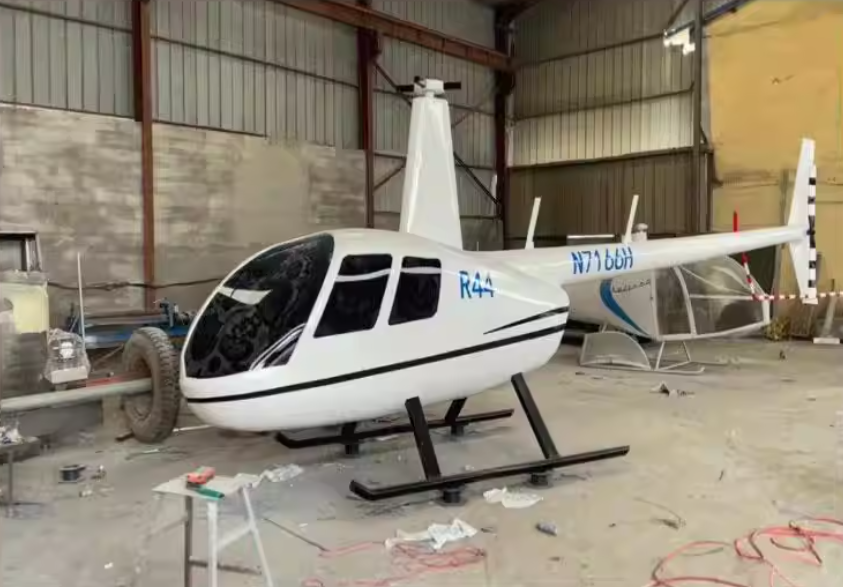 Fiberglass Helicopter Sculpture with Handmade Welding and Customizable Design for Outdoor Display