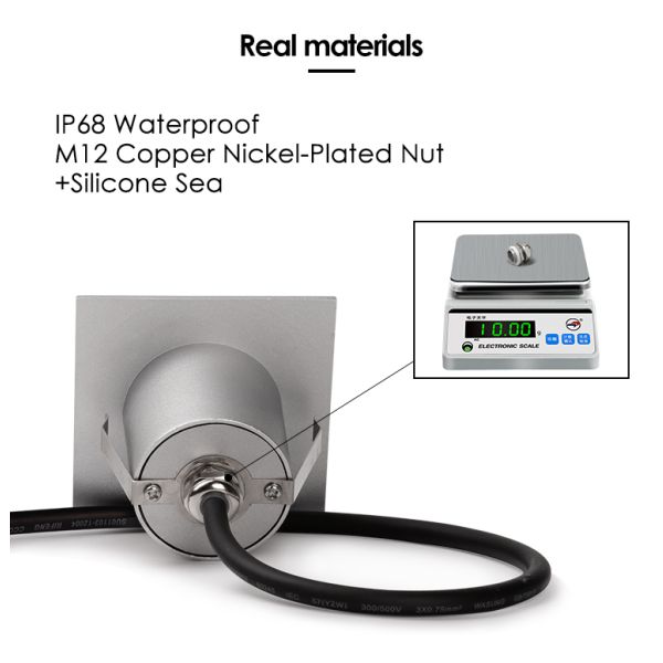 Floor & Wall LED Recessed Light 1W 3W IP65 White 3000K Aluminum Material 80*80MM