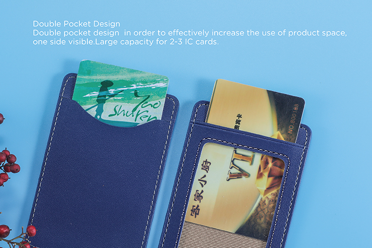 Custom Logo PU Leather Badge Holder – Dual Card Slot, POM Patent Hanger, Office & Bank
