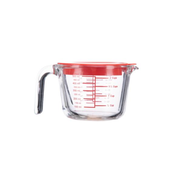 Heat Resistant Glass Measuring Cup 500ml 1000ml with PP Lid