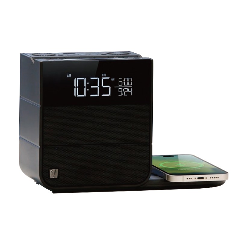 Hotel Wake Up RGB Light Wireless Charger Alarm Clock With Bluetooth Speaker